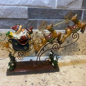 Festive Santa Sleigh with‎ Reindeer Decoration